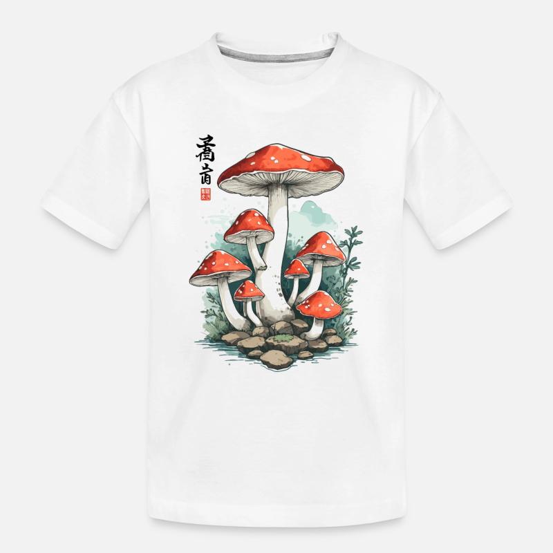 Magic Toadstool Japan Cottagecore Design - Kids' Premium Organic T-Shirt - white
