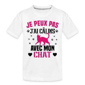Ich kann nicht mit meiner Katze kuscheln Humor Katze - Kinder Premium Bio T-Shirt - Weiß - Vorne