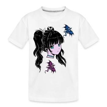 Fille Dragon Fantaisie Conte de fées Enfants Enfant Fable - T-shirt bio Premium Enfant - blanc - Devant