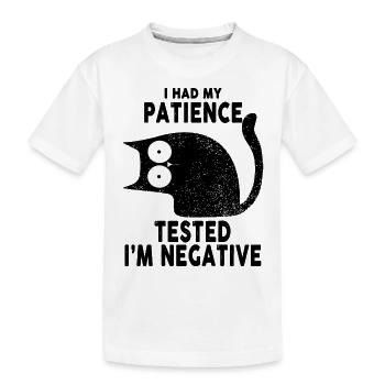J’ai mis ma patience à l’épreuve, je suis un chat noir négatif - T-shirt bio Premium Enfant - blanc - Devant