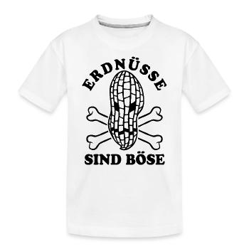 Erdnüsse sind böse - Erdnuss Allergie - Kinder Premium Bio T-Shirt - Weiß - Vorne
