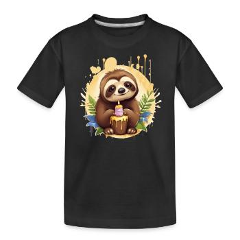 Kinder Geburtstag Süsses Faultier - Kinder Premium Bio T-Shirt - Schwarz - Vorne