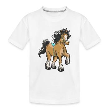Cavalier D’équitation Cavalier Enfant Poney - T-shirt bio Premium Enfant - blanc - Devant
