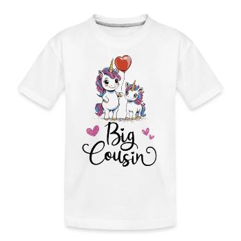 Ich werde Große Cousine 2025 Mädchen Einhorn - Kinder Premium Bio T-Shirt - Weiß - Vorne