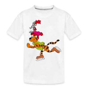 Skating with the Tiger - Kids' Premium Organic T-Shirt - white - Front