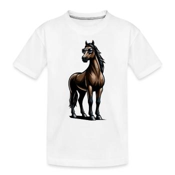 Pferd mit Sonnenbrille in Comicstyle - Kinder Premium Bio T-Shirt - Weiß - Vorne