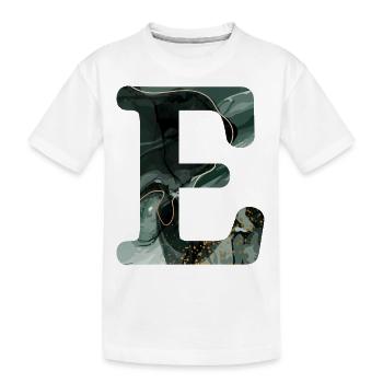 Green Marbled Letter E - Kids' Premium Organic T-Shirt - white - Front