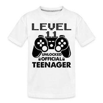 Niveau officiel Teenager 11 débloqué pour les joueurs 11 - T-shirt bio Premium Enfant - blanc - Devant