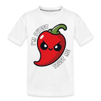 Ich bin süß, vertrau mir, scharfe Chilischote lustig - Kinder Premium Bio T-Shirt - Weiß - Vorne