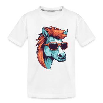 Horse Head Portrait Cool - Kids' Premium Organic T-Shirt - white - Front