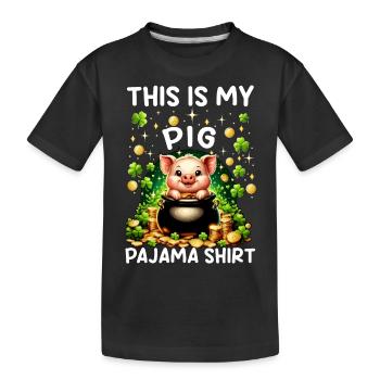 This Is My Pig Pajama Shirt - Kinder Premium Bio T-Shirt - Schwarz - Vorne