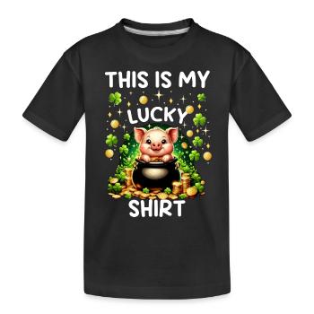 This Is My Lucky Shirt - Kinder Premium Bio T-Shirt - Schwarz - Vorne