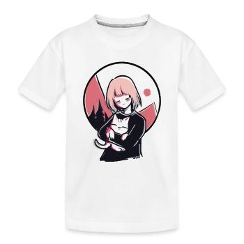 Just the Two of Us: A Girl and Her Cat - Kids' Premium Organic T-Shirt - white - Front