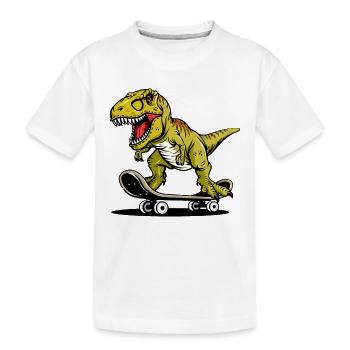 Skater T Rex - Kids' Premium Organic T-Shirt - white - Front