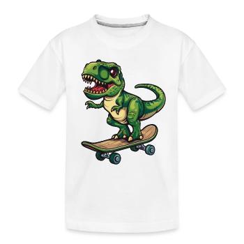 Skater T Rex - Kids' Premium Organic T-Shirt - white - Front
