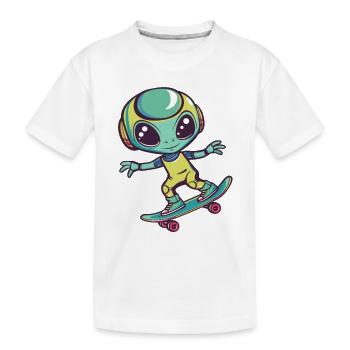 Skater Alien - Kinder Premium Bio T-Shirt - Weiß - Vorne