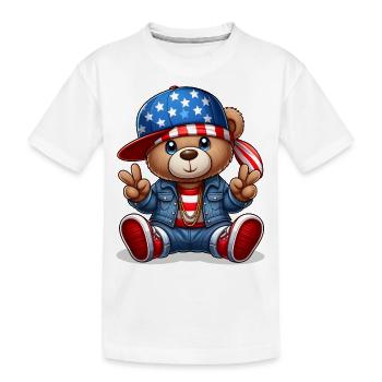Cool Teddy Bear - Kids' Premium Organic T-Shirt - white - Front