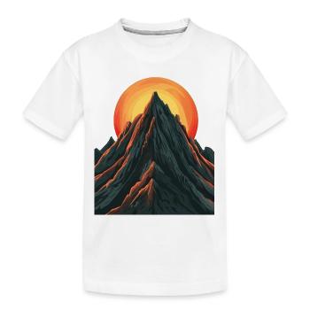 Majestic mountain peak with rising sun - Kids' Premium Organic T-Shirt - white - Front