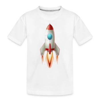 Une fusée rétro est lancée dans un Il en deux dimensions - T-shirt bio Premium Enfant - blanc - Devant