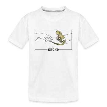 Michelangelo Kreation von Adam Gecko Crested - Kinder Premium Bio T-Shirt - Weiß - Vorne