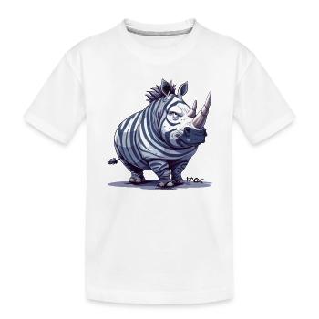 funny rhinoceros disguised as a fat zebra - Kids' Premium Organic T-Shirt - white - Front