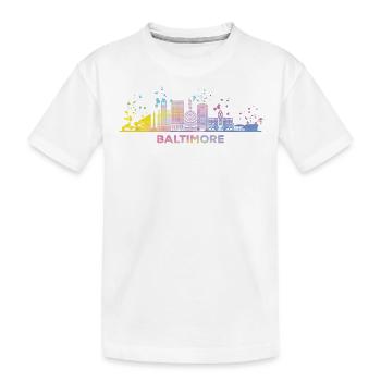 Baltimorean Watercolor Skyline Baltimore - Kids' Premium Organic T-Shirt - white - Front