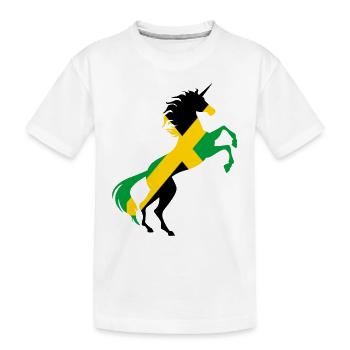 Einhorn Jamaika Flagge Shirt Magisches Einhorn Jamaika - Kinder Premium Bio T-Shirt - Weiß - Vorne