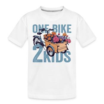 Ein Fahrrad 2 Kinder Retro Fahrrad Cargobike - Kinder Premium Bio T-Shirt - Weiß - Vorne