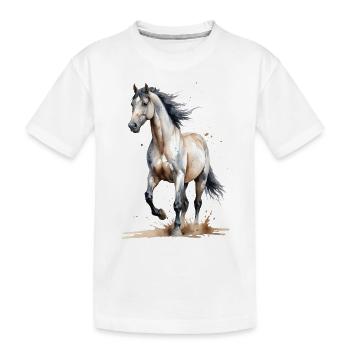 Aquarell Pferd fängt den Wind ein - Kinder Premium Bio T-Shirt - Weiß - Vorne