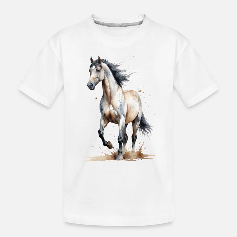 Aquarell Pferd fängt den Wind ein - Kinder Premium Bio T-Shirt - Weiß