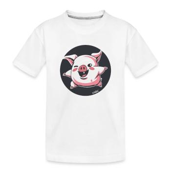Cochon de bacon au jambon heureux drôle - T-shirt bio Premium Enfant - blanc - Devant