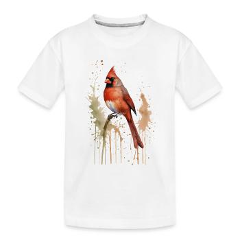 Aquarelle du cardinal du Nord - Oiseau vibrant - T-shirt bio Premium Enfant - blanc - Devant