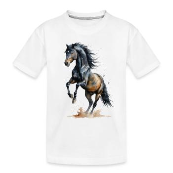 Majestueux étalon noir aquarelle - T-shirt bio Premium Enfant - blanc - Devant