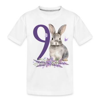 Geburtstag 9 Hase Waldtier Mädchen Neun 9 Jahre al - Kinder Premium Bio T-Shirt - Weiß - Vorne