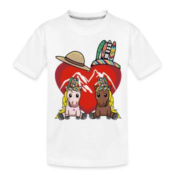 Wilder Westen Pferd Pferde Herz Amerika USA Berge - Kinder Premium Bio T-Shirt - Weiß - Vorne