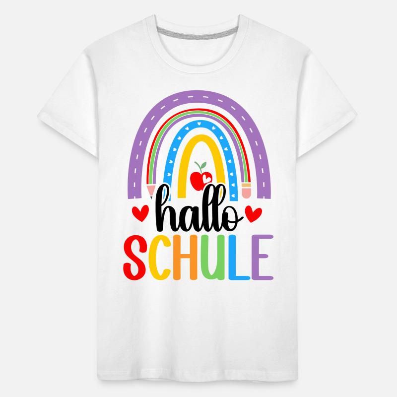 Schulkind 2024 Mädchen Regenbogen Einschulung 2024 Kinder Premium Bio T-Shirt