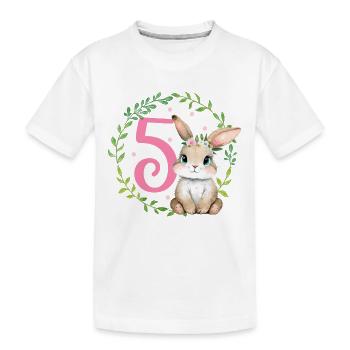 Geburtstag 5 Hase Waldtier Mädchen Fünf 5 Jahre al - Kinder Premium Bio T-Shirt - Weiß - Vorne