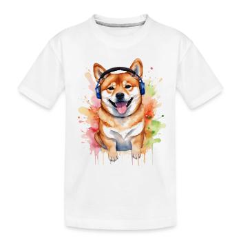 Shiba Inu Casque Chien Drôle Animal Design Imprimer - T-shirt bio Premium Enfant - blanc - Devant