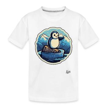 Mignon petit pingouin sur une banquise - T-shirt bio Premium Enfant - blanc - Devant