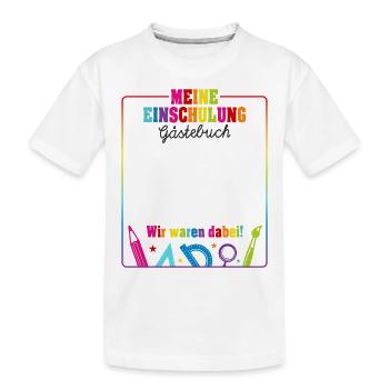 Einschulung Schulkind Schule Gästebuch Geschenk - Kinder Premium Bio T-Shirt - Weiß - Vorne