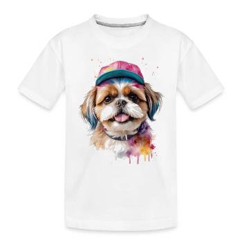 Shih Tzu Snapback Cap Chien Drôle d’Animal Print - T-shirt bio Premium Enfant - blanc - Devant