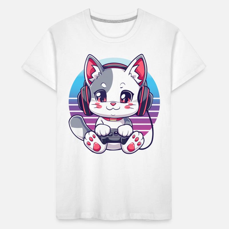 Fond rétro de jeu de chat T-shirt bio Premium Enfant