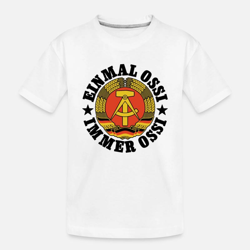 DDR Wappen, Einmal Ossi, Immer Ossi, Spruch - Kinder Premium Bio T-Shirt - Weiß