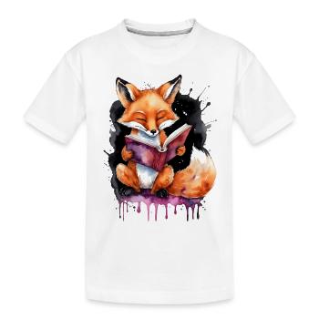 Livre de lecture renard imprimé de conception animale colorée - T-shirt bio Premium Enfant - blanc - Devant