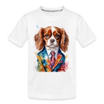 Cavalier King Charles Spaniel Costume Imprimé Chien - T-shirt bio Premium Enfant - blanc - Devant
