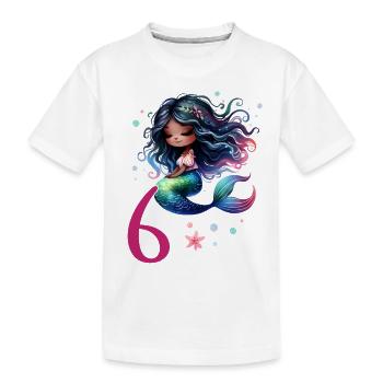 Geburtstag 6 Meerjungfrau Mädchen Sechs 6 Jahre al - Kinder Premium Bio T-Shirt - Weiß - Vorne