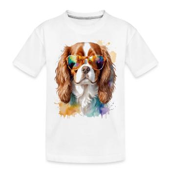 Lunettes de soleil Cavalier King Charles Spaniel Chien - T-shirt bio Premium Enfant - blanc - Devant
