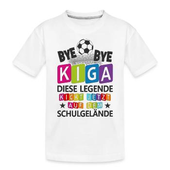 Einschulung Fußball Kindergarten Schule Geschenk - Kinder Premium Bio T-Shirt - Weiß - Vorne