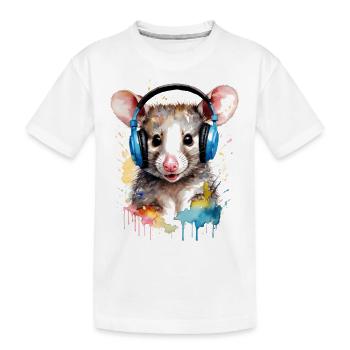 Casque Opossum Imprimé de conception animale colorée - T-shirt bio Premium Enfant - blanc - Devant