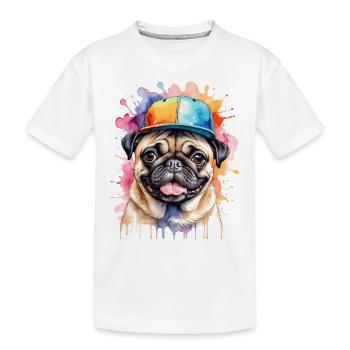 Carlin Snapback Cap Chien Coloré Drôle Design Imprimer - T-shirt bio Premium Enfant - blanc - Devant